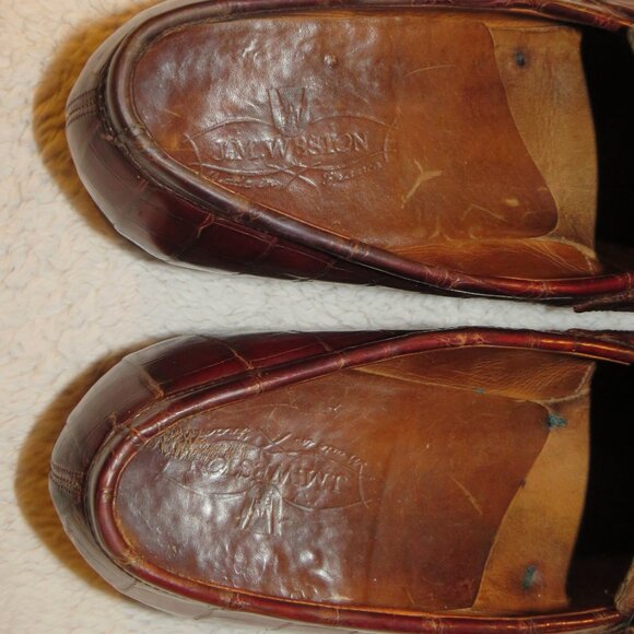 J.M. Weston 180 Burgundy Crocodile Split Toe Loafer 8.5 C - Picture 10 of 11
